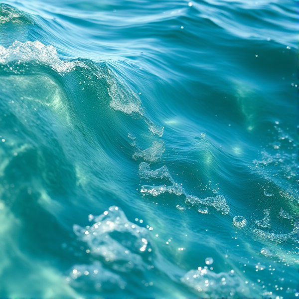 Ocean wave glistening drops water sunlight