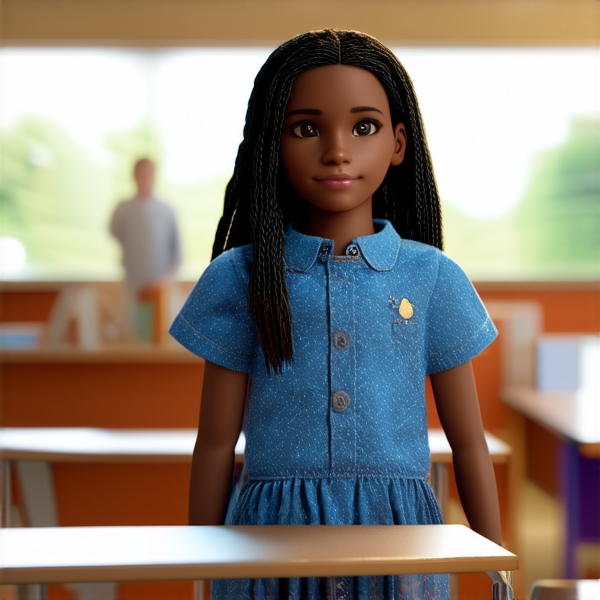 petite fille noire de 10 ans avec des tresses africaine  dans une salle de classe à l'écolé primaire