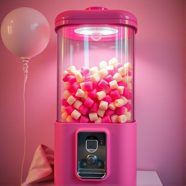 A teenage girl version of a bubblegum despenser machine