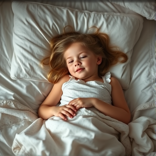 Girl lying on bed, age 14
