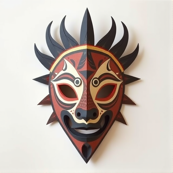 Detailed traditional Ngil mask from the Fang tribe of Gabon