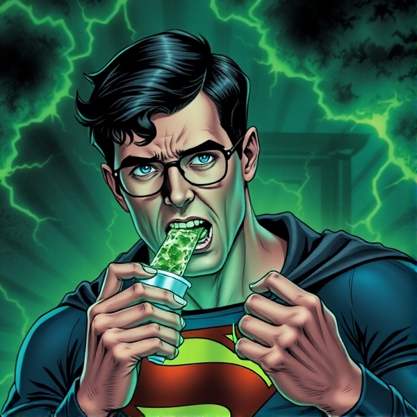 Clark Kent eating kryptonite