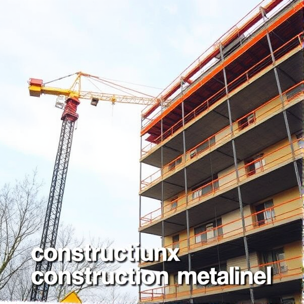 Imagine montrant un bâtiment en construction , une grue et un texte " couvreux construction métallique
