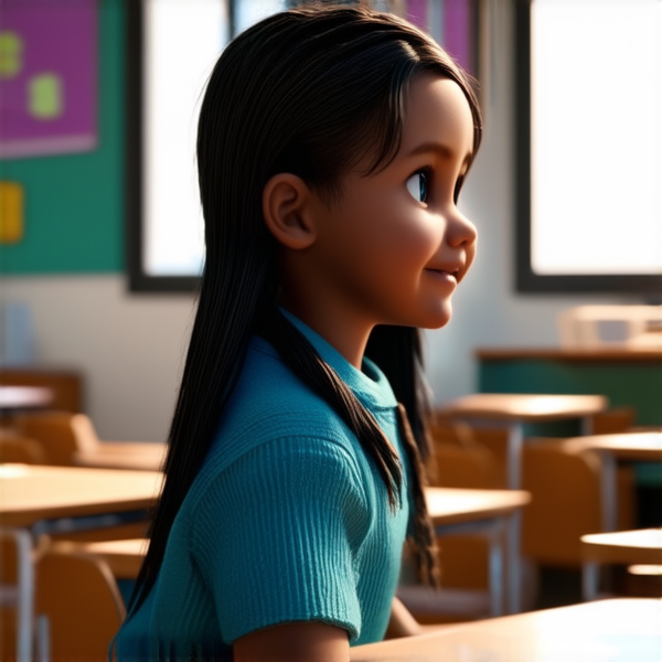 petite fille noire de 10 ans avec des tresses dans une salle de classe