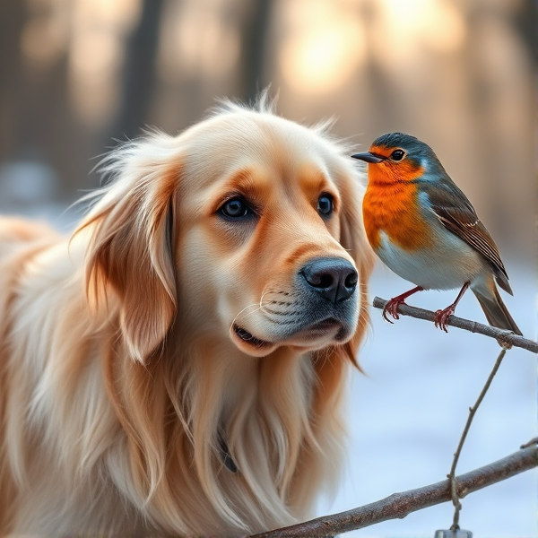 A golden retriever and Robin hybrid