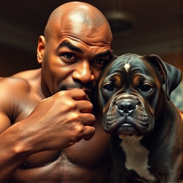 Mike Tyson avec un Chiots