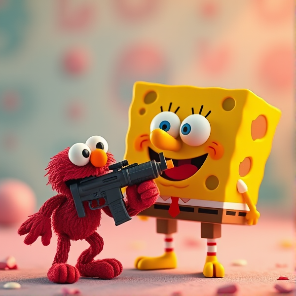 Elmo killing Sponge Bobs mum with a gun