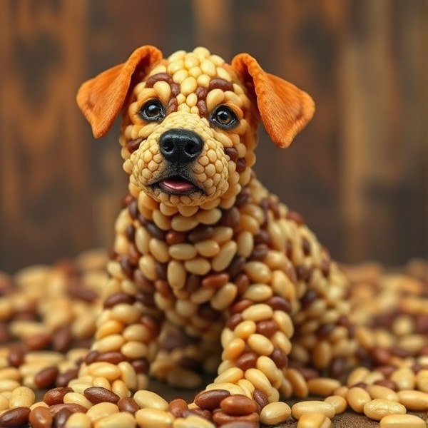 A dog made of beans