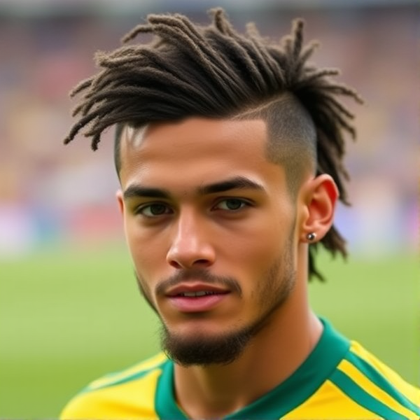 Make a 19 year old Brazilian with no facial hair and Gabriel Jesus hair cut