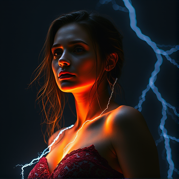 Woman made from lightning