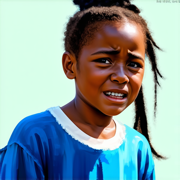 une petite fille  avec des tresses africaine noir de huit ans en pleur