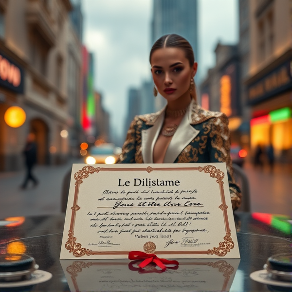 Diplôme écrit en français posé sur une table