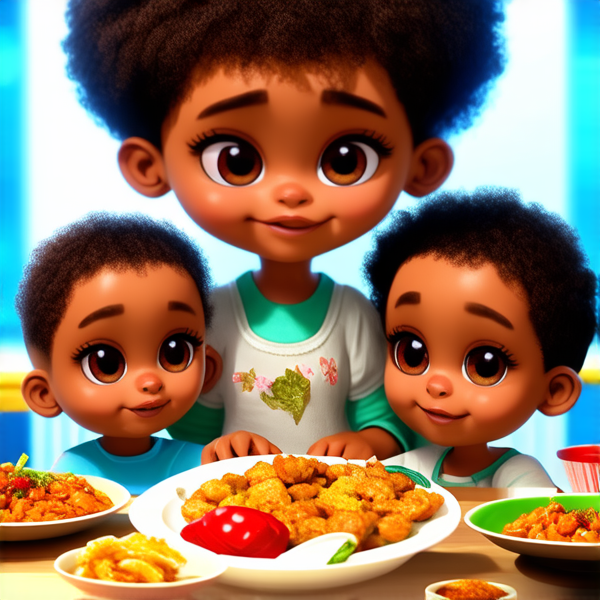 Repas de famille afro-américaine traditionnel, réunis autour d'une grande table avec des plats faits maison typiques