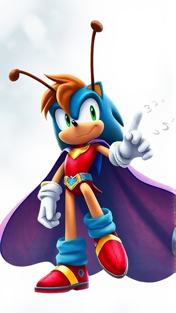 A fan-made Sonic The Hedgehog character named Prince Buzz The Wasp, 16 years old. He has brown hair, long antennae, and wears a red shirt, blue boots, white long-cuffed gloves, and a big blue cape that magically makes his wings non-existent and allows him to fly without them. He is the heir to the throne of the Silver Hive Colony Kingdom.
