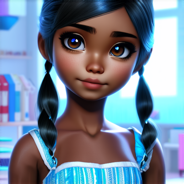 petite fille noire de 10 ans avec des tresses dans une salle de classe