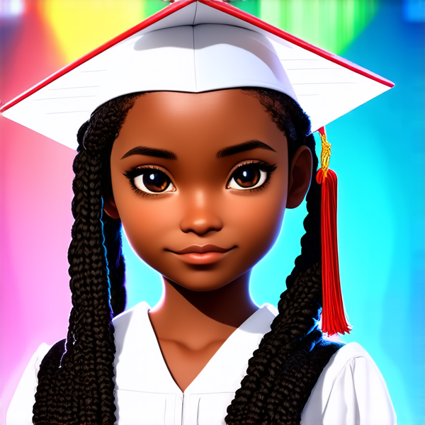 petite fille noire avec des tresses africaine de huit an durant une cérémonie de remise de dipllome