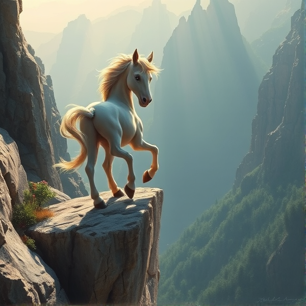 Baby horse on a cliff