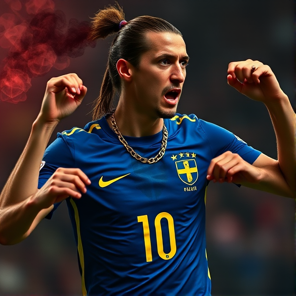 Zlatan Ibrahimovic true warrior fight gold chain smoke blood world cup sweeden blue #10