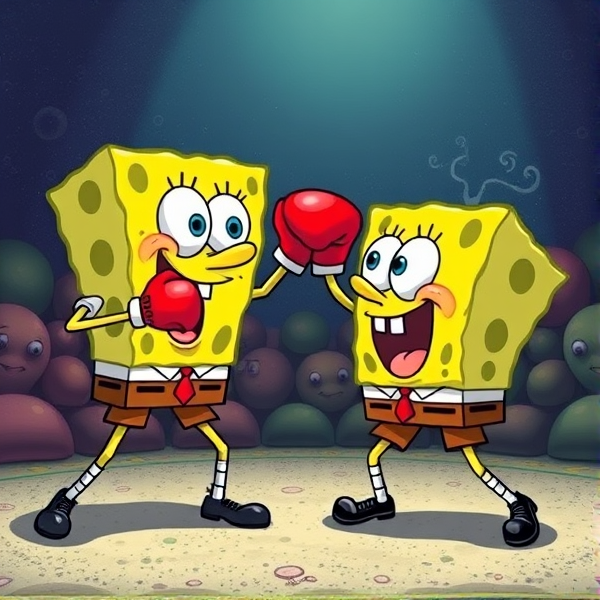 Sponge Bob boxing Mike Tyson