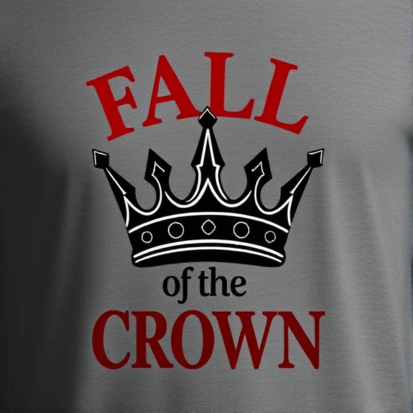 Design a shirt that says fall of the crown with a cracked crown