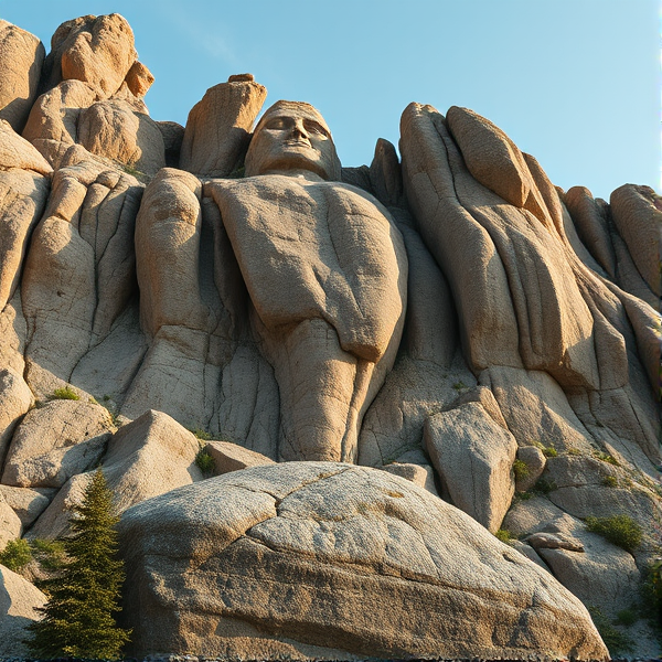 large man on rock standing
