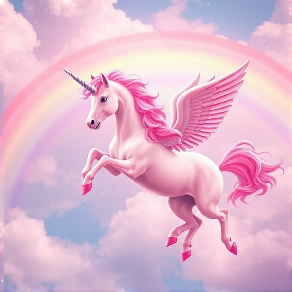 pink fluffy unicorns dancing on rainbows