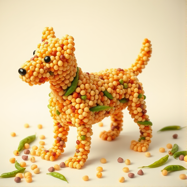 A dog made of beans