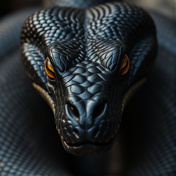 Serpentatd,grand,peau noire,pommette haute,yeux en amende