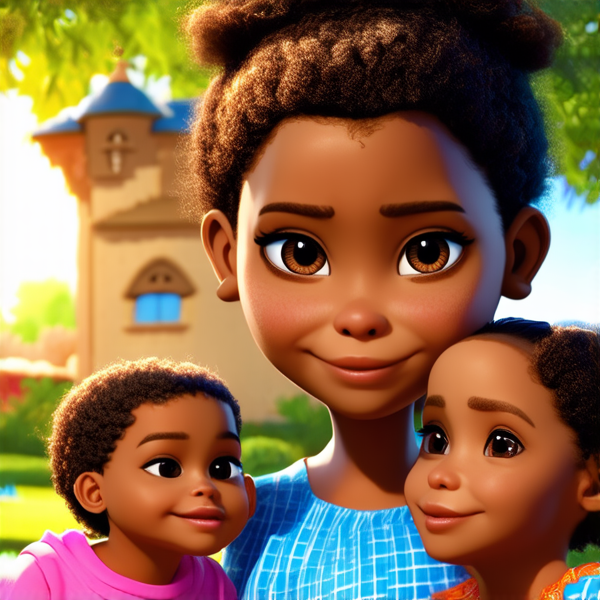 prompt: famille africaine traditionnelle, heureuse, réunie à l'extérieur près de leur maison moderne