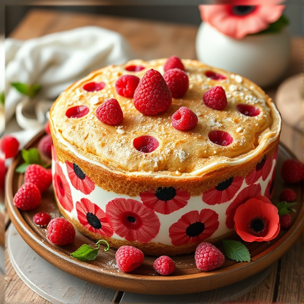 Un gateau traditionnel fait à base de coquelicots et de framboise