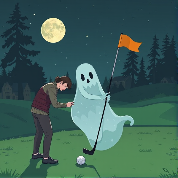 Ghost playing golf