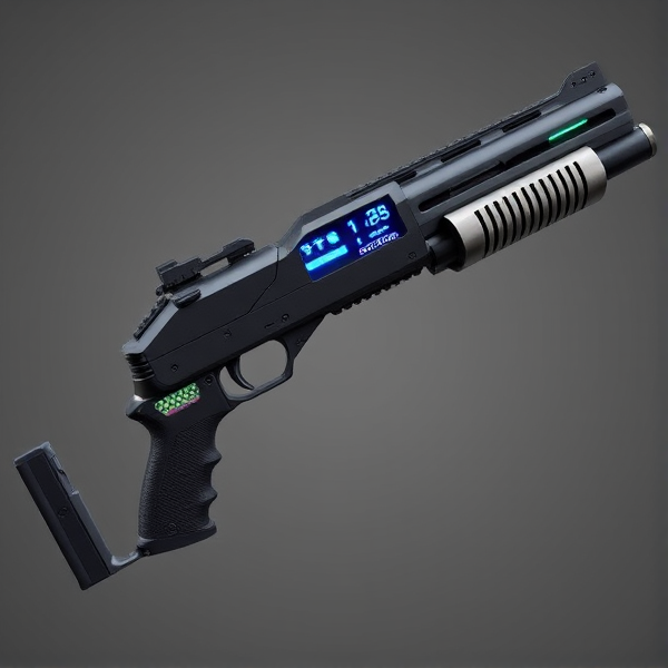 **Appearance:**

- **Design:** The Gustmaster Shotgun has a robust, high-tech appearance, resembling a blend of a traditional shotgun and advanced air control technology. Its design emphasizes its enhanced airblast functionality.
- **Finish:** Matte black and metallic silver for a modern look, with vibrant blue or green accents that highlight the advanced airblast technology.
- **Barrel:** The barrel is wider and has several large, strategically placed vents or cooling fins, designed to manage and amplify airflow. It may feature a sleek, streamlined profile to reduce air resistance.
- **Grip:** An ergonomically shaped grip with a high-tech, textured surface for secure handling. The grip may include digital displays or touch-sensitive controls for adjusting airblast efficiency.
- **Details:** 
  - **Vents:** Prominent air vents on the sides of the barrel and along the receiver, with a faint, glowing light emanating from them when the shotgun is fired or airblasting.
  - **Indicators:** Small, LED-like indicators near the barrel or on the grip to show the status of the airblast function or remaining ammo.
  - **Barrel Tip:** The tip of the barrel might have a futuristic, aerodynamic design with integrated airflow channels, giving it a distinct, advanced look.

The Gustmaster Shotgun’s appearance combines futuristic aesthetics with practical design elements, reflecting its specialized role in enhancing the Pyro’s airblasting capabilities.