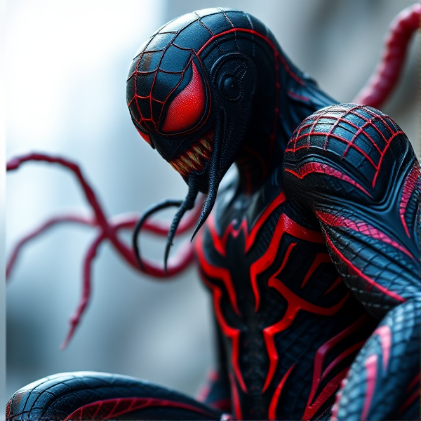 Créer une image d'un symbiote noir et rouge