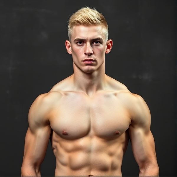 Muscular white 17 year old with buzzcut