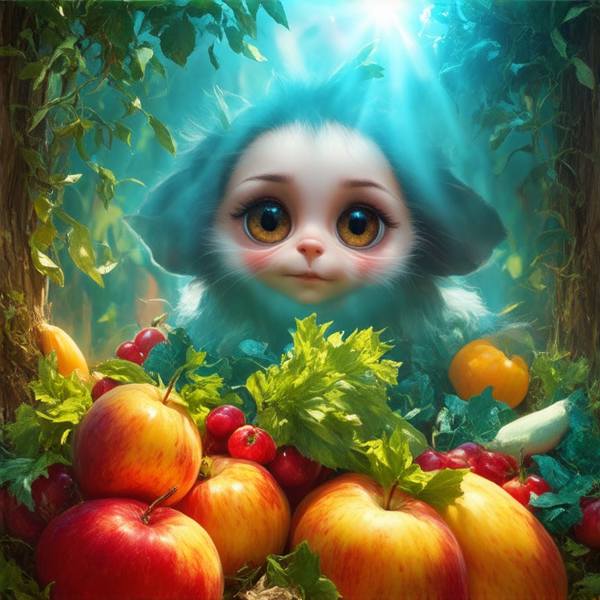 Jardin luxuriant avec diverses arbustes verdoyants, fruits et légumes et une élégante clôture en bois