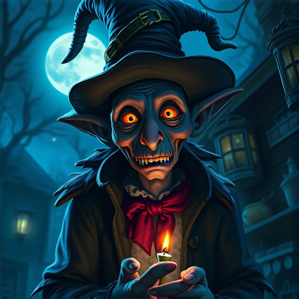 A Victorian era voodoo elf shopkeep