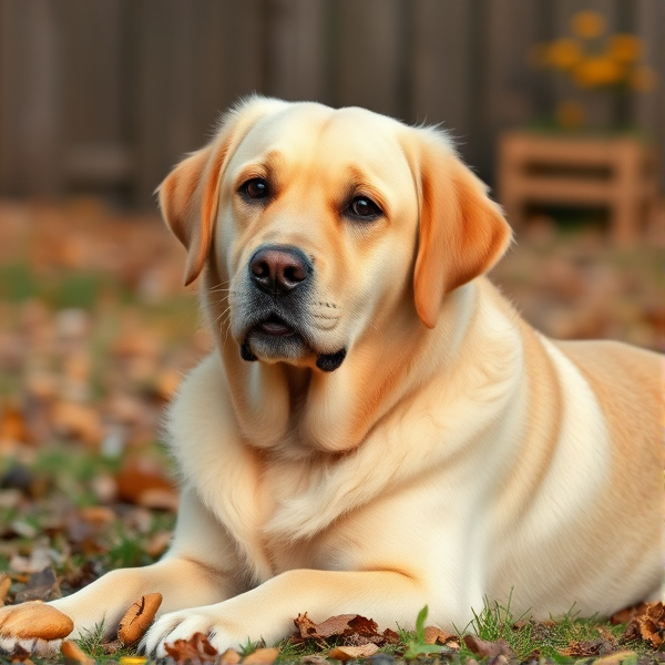 A Labrador retriever cross a golden retriever