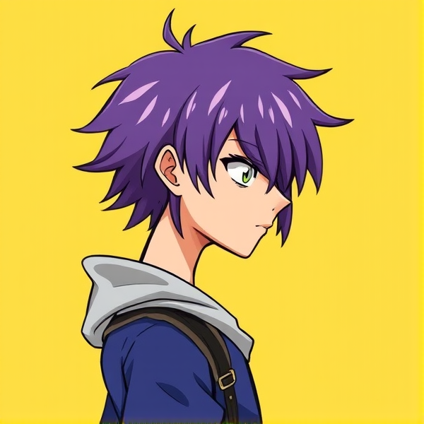 My hero academia oc. Purple hair. Full body ref side view
