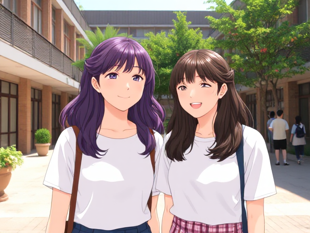 Dans la cour ensoleillée d’Akademi, le tintement des rires s’élevait au-dessus des cris des étudiants. Kokona Haruka, une fille pétillante aux cheveux violets qui formaient de délicates boucles, se tenait là avec sa meilleure amie Saki Miyu. Jeunes actrices prometteuses, elles avaient trouvé leur place au sein du club de théâtre de l’école. Aujourd’hui, après une répétition particulièrement réussie, Kokona ressentait une légèreté nouvelle, presque libératrice.