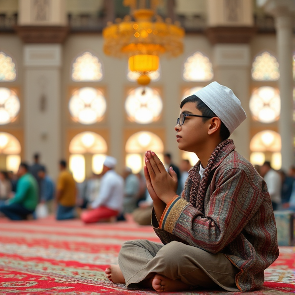 Boy muslim male pray