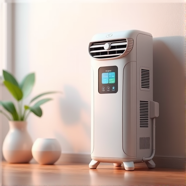 The design for the AC unit that filters and reuses air and helps with pollution would likely include a large, streamlined exterior with a sleek, modern look. It may have a touch screen interface for easy use and would have a built-in air filter and humidifier system easily accessible for maintenance and replacing. The unit would be made of mostly recyclable materials for a reduced carbon footprint and eco-friendly design with remote to go.