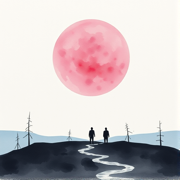 produce a stark minimal stylish watercolor indicating telepathic monastic extraterrestrial beings from the planet TRAPPIST-1 e who periodically visit the earth to conduct healing research on abductees who are "taken above"