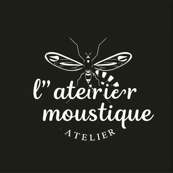 crée moi un logo de "l'atelier du moustique", avec comme symbole un moustique, qui est un blog de fait maison et d'autonomie alimentaire, juste en dessin.
le dernier logo est super mais ecrit ATELIER comme il faut!