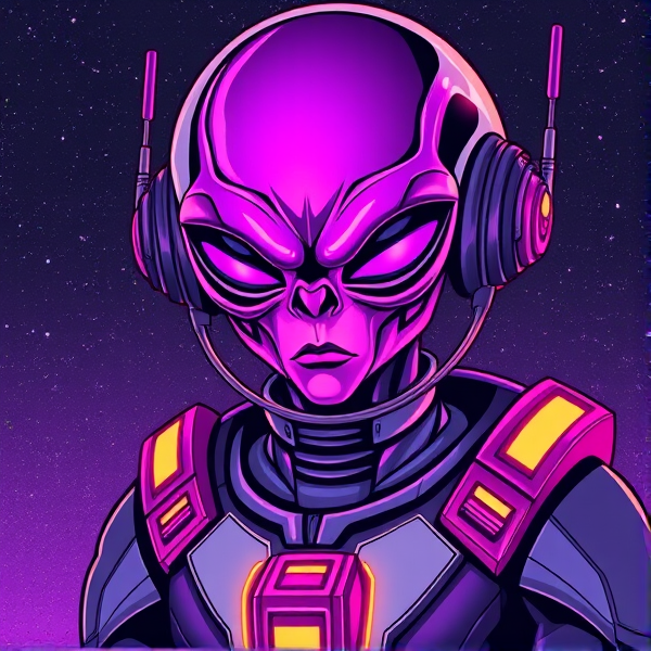 Purple alien in high tech suit