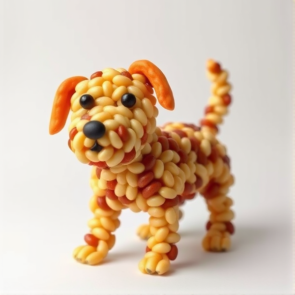 A dog made of beans