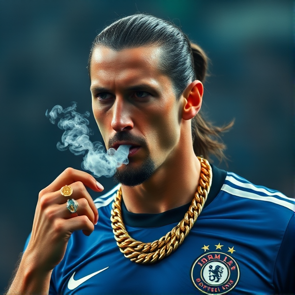 Zlatan Ibrahimovic soccer agressive gold chain smoke ring air jordan  world cup sad