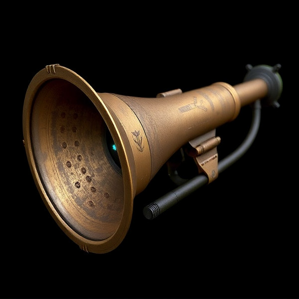 For the **Warcaller Bugle**, here’s a detailed description of its appearance:

**Appearance:**

- **Design:** A sturdy, vintage bugle with a slightly modernized, military-industrial look. The shape is traditional but reinforced with additional components to suggest its enhanced functionality.
- **Finish:** Weathered brass with dark green or gunmetal gray accents, giving it a rugged, battle-worn appearance. The brass is slightly tarnished, indicating heavy use.
- **Bell:** The bell of the bugle is oversized and robust, with subtle, reinforced ridges around the edge. It may feature small, glowing vents or etched lines to suggest the powerful sound wave it emits.
- **Mouthpiece:** The mouthpiece is reinforced with a tactical grip, wrapped in a dark rubber or high-grip material for secure handling. It could have small, embedded lights or a slight metallic sheen.
- **Body:** The body of the bugle includes practical details like small, functional dials or gauges that indicate its charge status. Tactical markings or insignia may be present, adding to its military character.
- **Details:** Along the tubing, there could be small, decorative bolts or mechanical accents that hint at the advanced technology within. When activated, a faint aura or ripple effect might emanate from the bell, visually signifying the buffing effect.

This design combines traditional bugle elements with military and technological enhancements, creating a distinctive and functional appearance that matches the Warcaller Bugle’s supportive role on the battlefield.