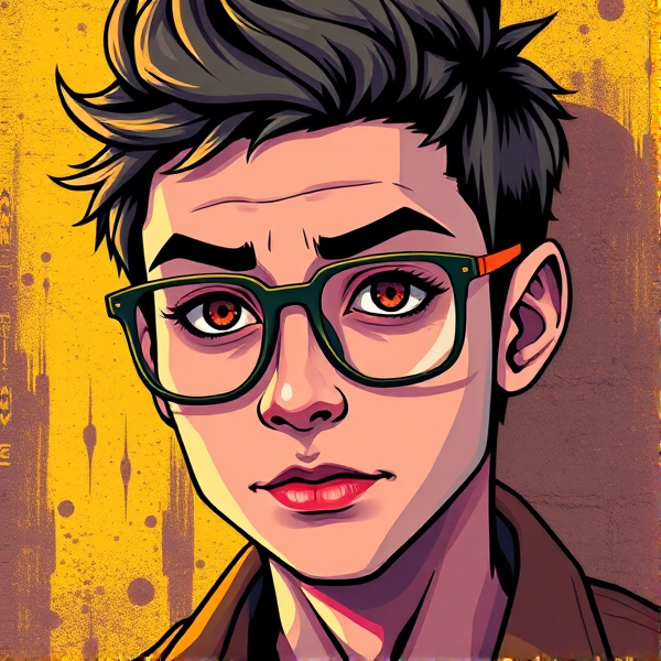Young man with glasses and