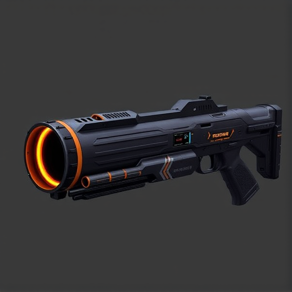 For the **Blastwave Launcher**, here’s a detailed description of its appearance:

**Appearance:**

- **Design:** A robust, industrial-grade rocket launcher with a streamlined, modern look, emphasizing its advanced technology and power.
- **Finish:** A dark metallic base with a matte black and deep gray color scheme. Accents could include bright orange or electric blue highlights to signify its high-impact capabilities.
- **Barrel:** The barrel is slightly wider and more reinforced, with visible cooling fins or vents to handle the increased power and heat from the shockwave effect. The front of the barrel might feature a glowing, energy-charged ring to hint at the shockwave capability.
- **Body:** The body of the launcher is adorned with additional plating and ridges, giving it a heavy-duty, armored appearance. There could be a digital display or small gauges showing the launcher’s charge status.
- **Grip:** The grip area is ergonomic and reinforced with a textured, high-grip material, possibly with neon accents that pulse gently when the weapon is equipped.
- **Details:** The rear section of the launcher could include visible shockwave emitters or energy cells that glow subtly, showcasing its special effect. When fired, small visual effects like a brief shockwave or energy ripple could be seen emanating from the barrel.

This design reflects the Blastwave Launcher’s increased power and technological sophistication, giving it a distinctive and intimidating presence on the battlefield.