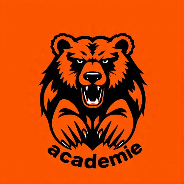 Prompt: Logo de club de football avec un bébé grizzly au centre, des motifs dynamiques et modernes, dominante de couleur orange avec des accents noirs, style emblématique et reconnaissable.le.nom Tilt académie en évidence dans le logo à l'entoure.Un  logo parfait où tout se fusionne parfaitement